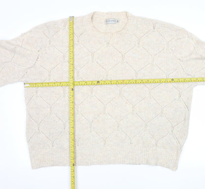In The Style Women's Beige Beaded Knit Pullover Jumper Size 14