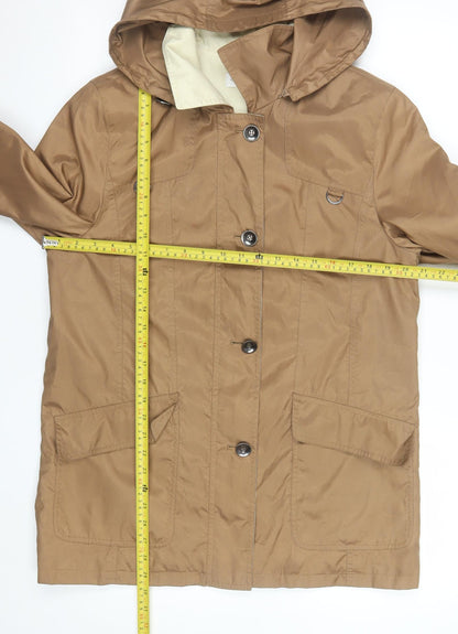 Peter Hahn Women's Brown Hooded Rain Coat Jacket Size 10