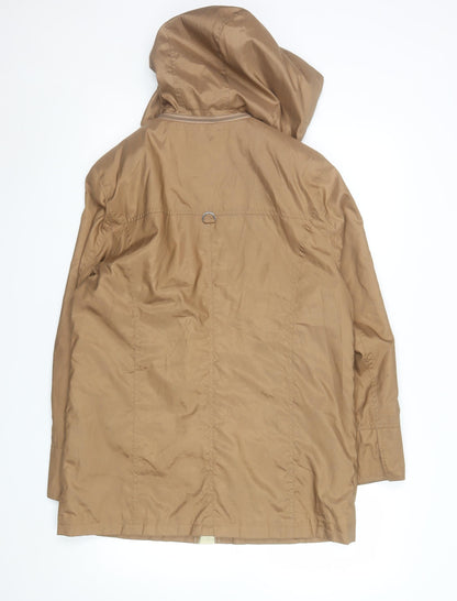 Peter Hahn Women's Brown Hooded Rain Coat Jacket Size 10