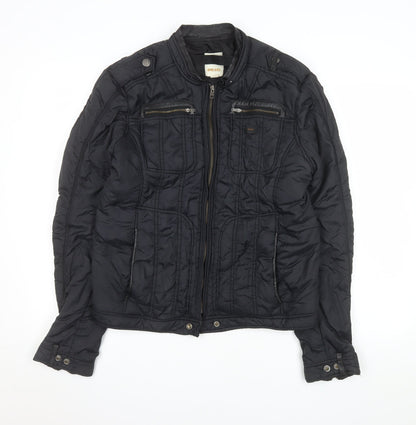 Womens UK Size L Diesel Black Biker Coat