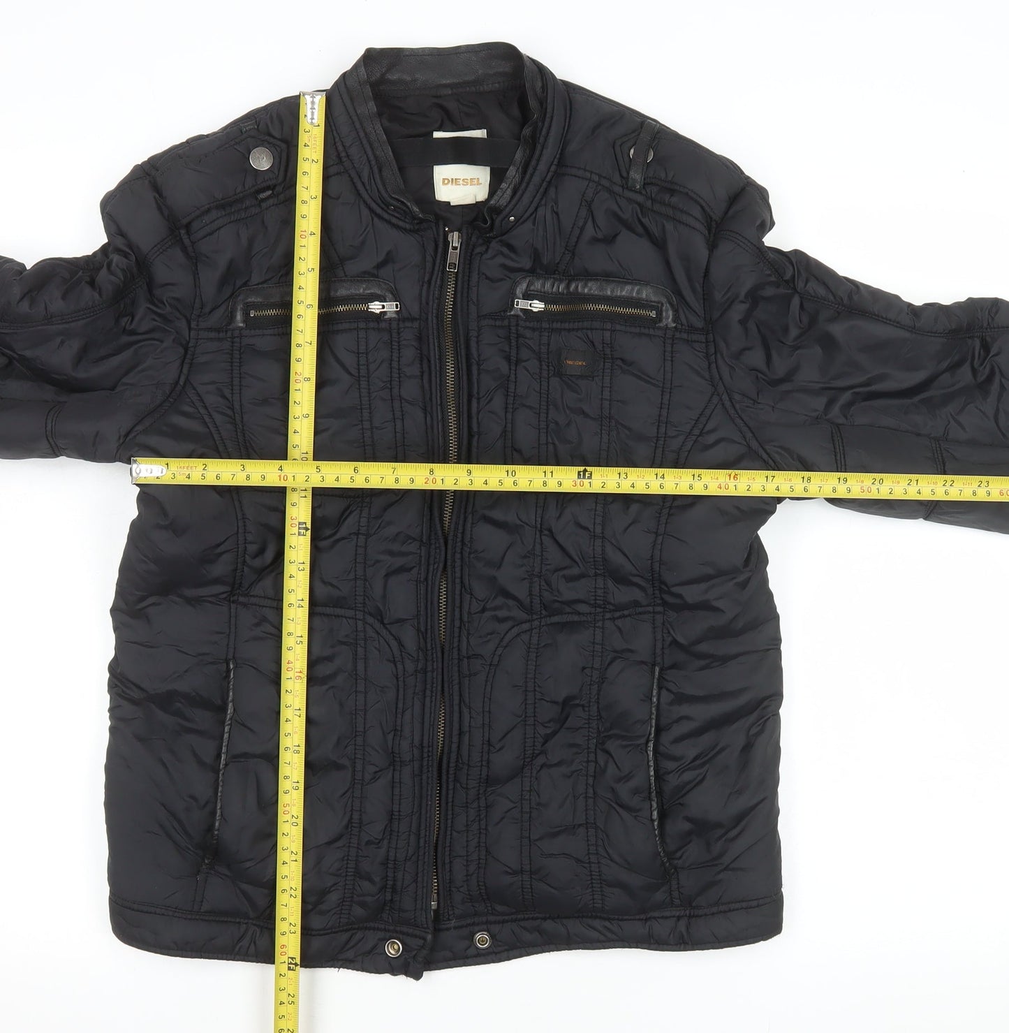 Womens UK Size L Diesel Black Biker Coat