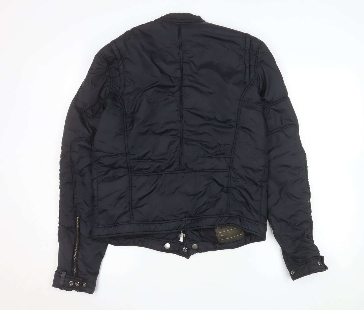 Womens UK Size L Diesel Black Biker Coat