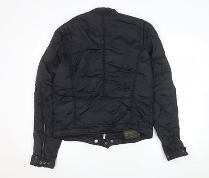 Womens UK Size L Diesel Black Biker Coat