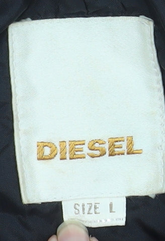 Womens UK Size L Diesel Black Biker Coat