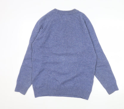Lincoln Men's Blue Wool Crew Neck Pullover Jumper Size S