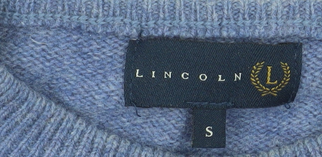 Lincoln Men's Blue Wool Crew Neck Pullover Jumper Size S