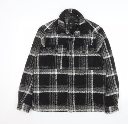 River Island Men's Black Check Fleece Shacket XS