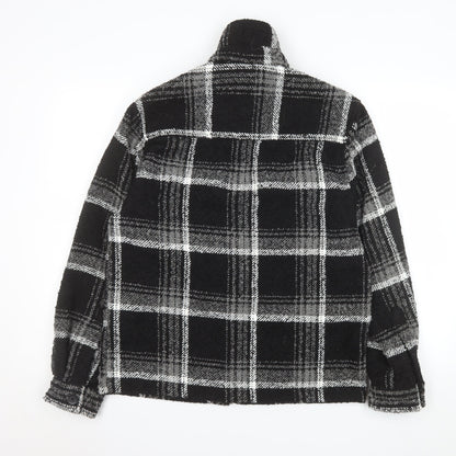 River Island Men's Black Check Fleece Shacket XS