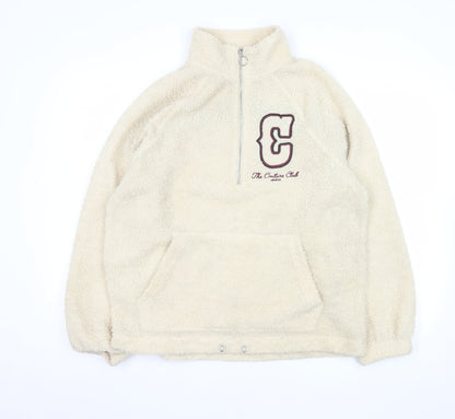The Couture Club Men’s Beige Fleece 1/4 Zip Jacket Size S