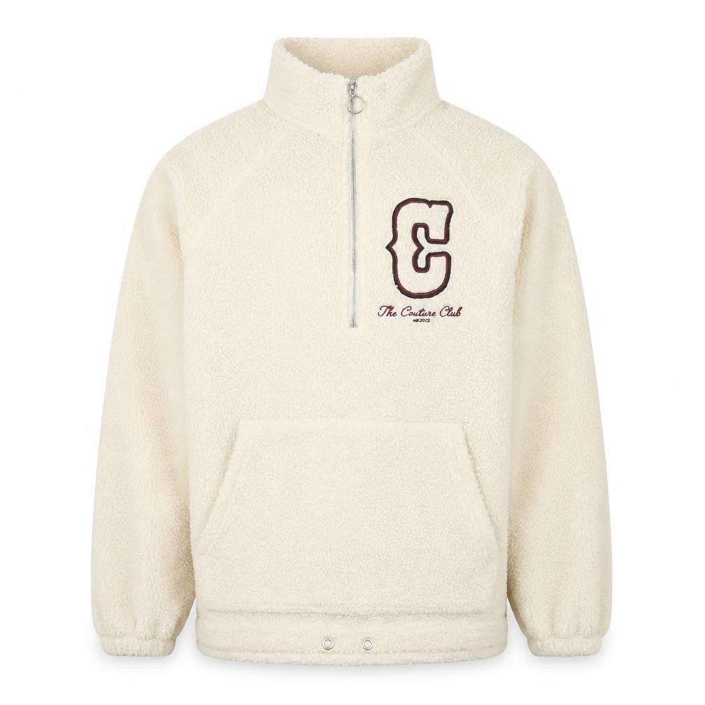 The Couture Club Men’s Beige Fleece 1/4 Zip Jacket Size S