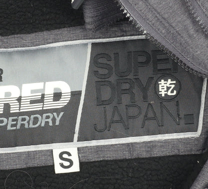 Superdry Women Grey S Puffer Jacket Hooded Fur Trim Winter Coat