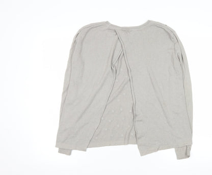 Topshop Women Grey Beaded Knit Long Sleeve Blouse UK 8
