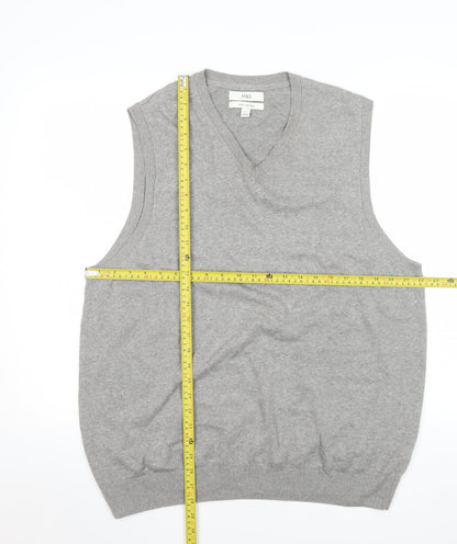 Marks and Spencer Mens Grey Cotton V-Neck Sleeveless Vest XL