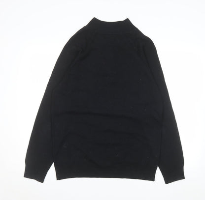 Tu Mens Black Striped 1/4 Zip Knit Jumper M