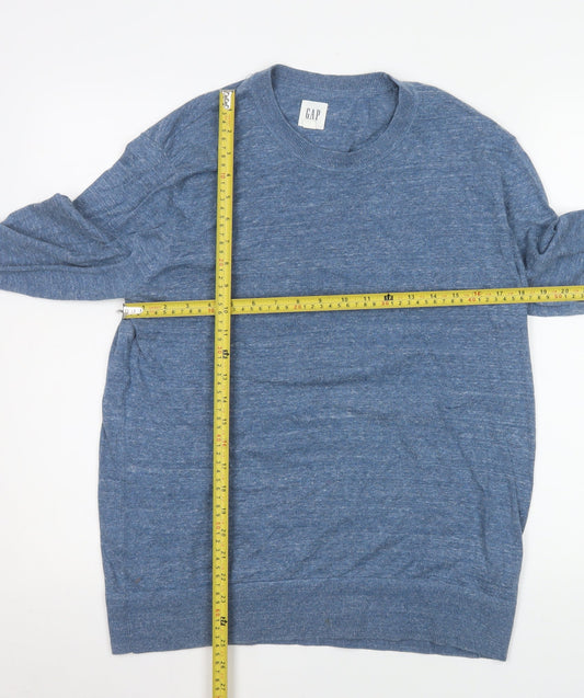 GAP Mens Blue Cotton Blend Crew Neck Pullover Jumper Size M