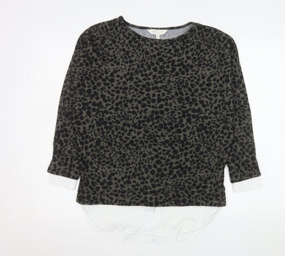 Apricot Women Brown Animal Print Long Sleeve Tunic Blouse Size 8
