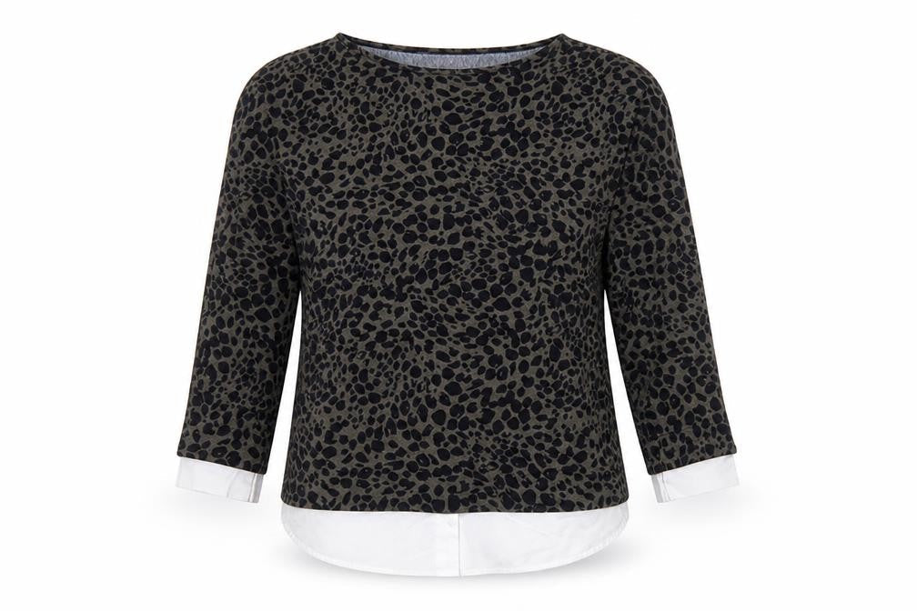 Apricot Women Brown Animal Print Long Sleeve Tunic Blouse Size 8