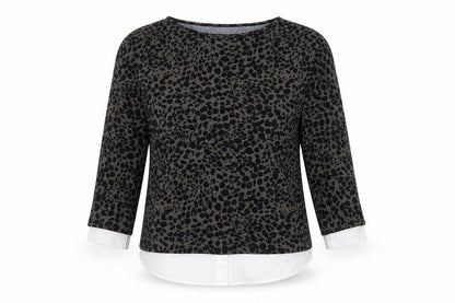 Apricot Women Brown Animal Print Long Sleeve Tunic Blouse Size 8