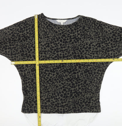 Apricot Women Brown Animal Print Long Sleeve Tunic Blouse Size 8