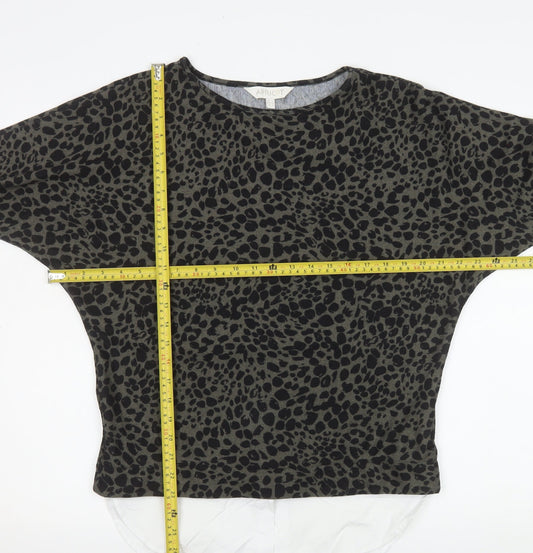 Apricot Women Brown Animal Print Long Sleeve Tunic Blouse Size 8