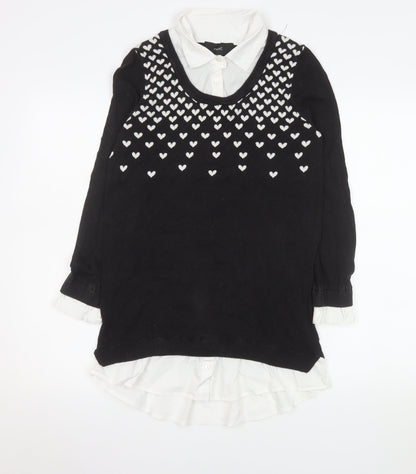 Womens UK Size 10 NEXT Black Layered Blouse