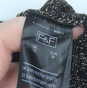 Womens UK Size 10 F&F Black Basic Blouse
