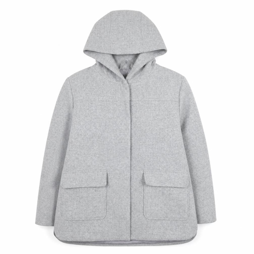 Primark Women’s Grey Wool Blend Hooded Mid-Length Coat UK 18