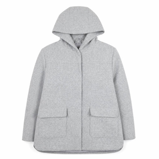 Primark Women’s Grey Wool Blend Hooded Mid-Length Coat UK 18