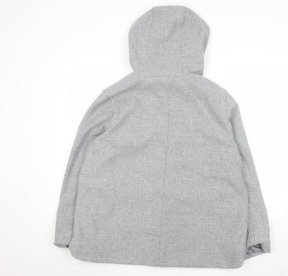 Primark Women’s Grey Wool Blend Hooded Mid-Length Coat UK 18