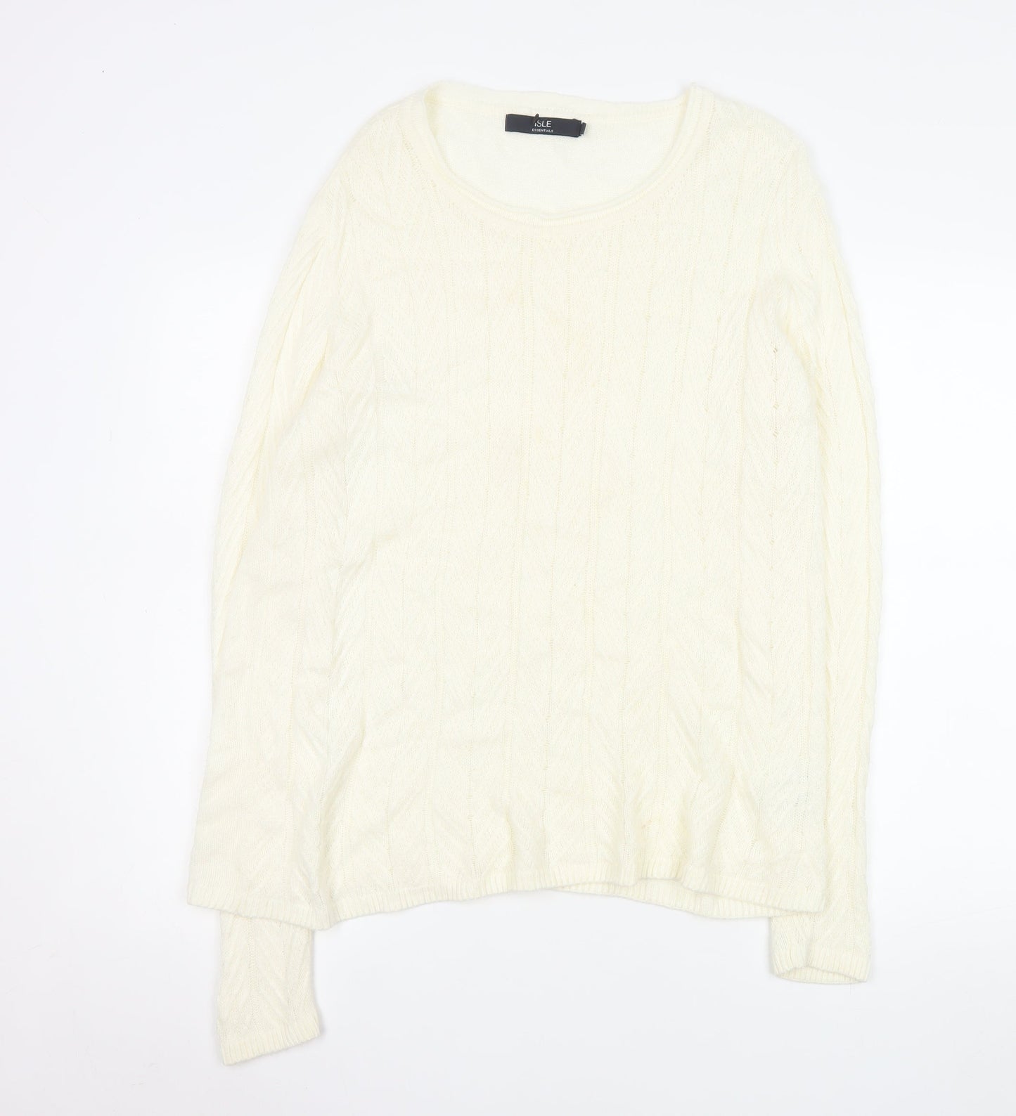 Womens UK Size M Isle Essentials Ivory Pullover Jumper