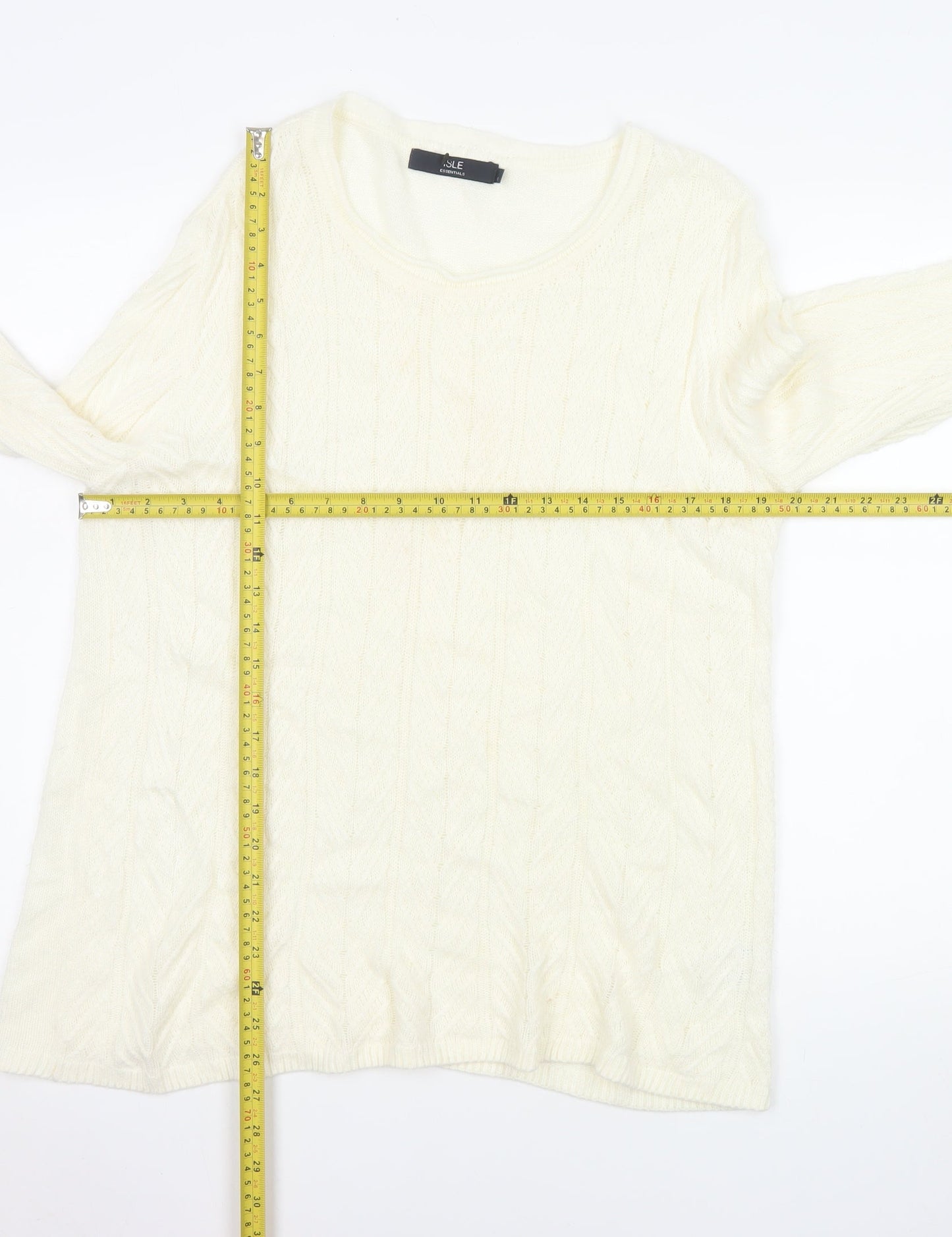 Womens UK Size M Isle Essentials Ivory Pullover Jumper