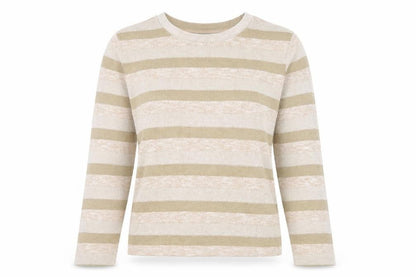 Marks and Spencer Women’s Beige Striped Crew Neck Knit Jumper Size 14