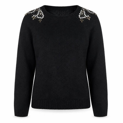 Next Womens Black Beaded Crew Neck Mohair Blend Jumper Size 10
