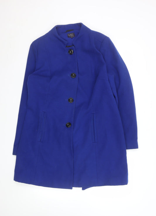 Womens UK Size 14 Marks and Spencer Blue Overcoat