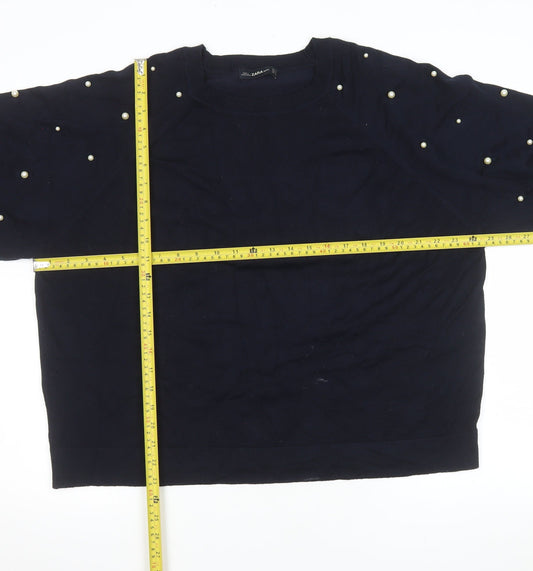 Womens UK Size 12 Zara Blue Pullover Jumper