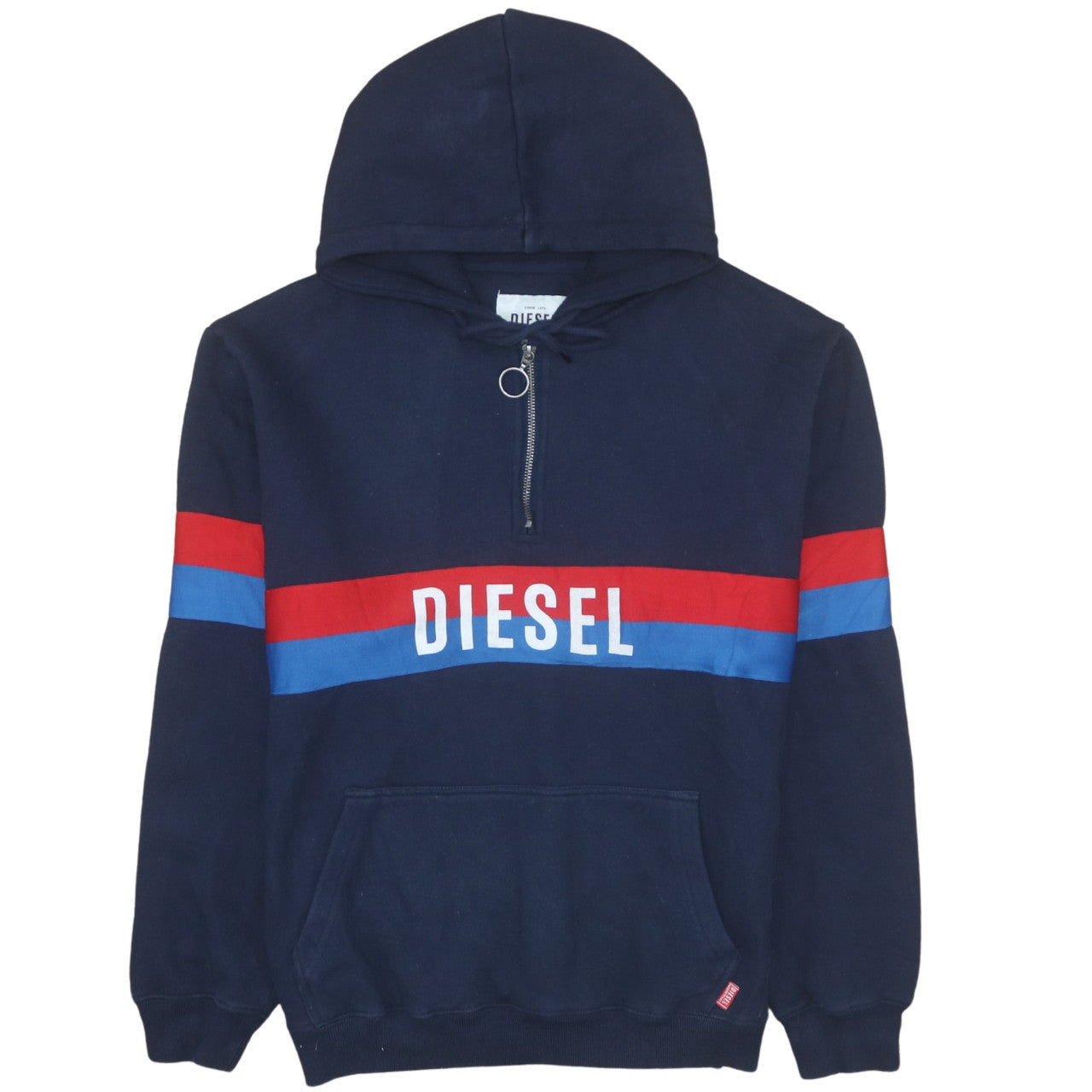 Mens UK Size XL Diesel Blue 1/2 Zip Hoodie