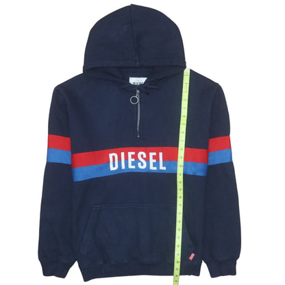 Mens UK Size XL Diesel Blue 1/2 Zip Hoodie