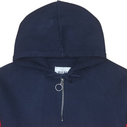 Mens UK Size XL Diesel Blue 1/2 Zip Hoodie