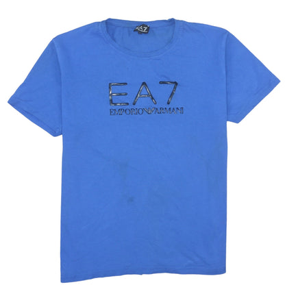 Emporio Armani EA7 Men's Blue L Logo Crew Neck Short Sleeve T-Shirt