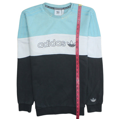 Adidas Mens Blue Colour Block Crew Neck Sweatshirt Small
