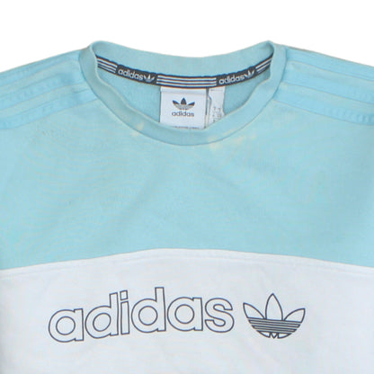 Adidas Mens Blue Colour Block Crew Neck Sweatshirt Small