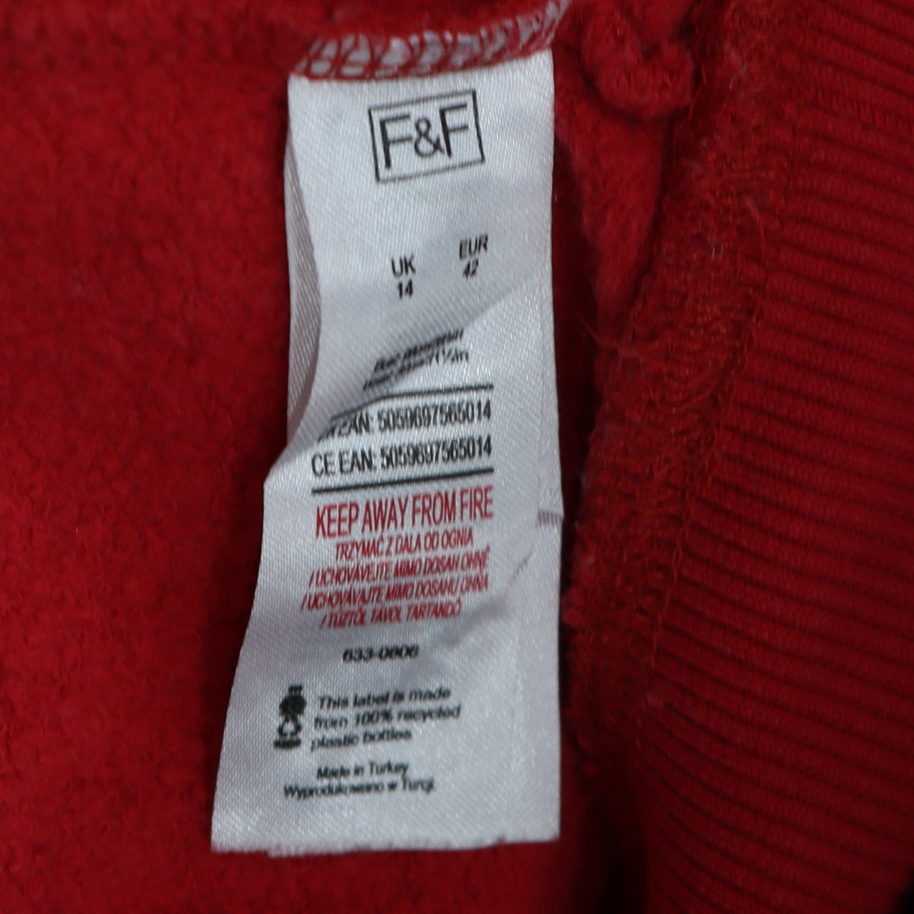 Womens UK Size 14 F&F Red Pullover Sweatshirt