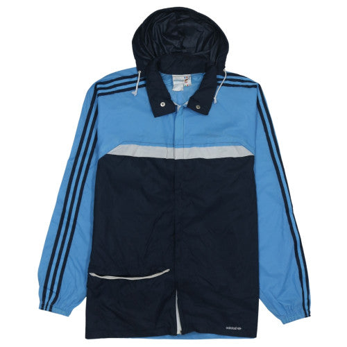 adidas Mens Blue Retro 90s Windbreaker Jacket Size 46 Hooded