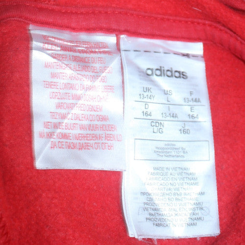 Boys UK Size 13-14 Years adidas Red Pullover Hoodie