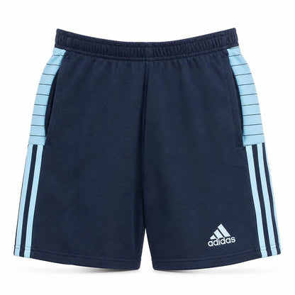 Front view of Adidas Men's Black & Blue Athletic Shorts XS Elastic Waist Lightweight