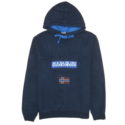 Mens UK Size M Napapijri Blue Pullover Hoodie