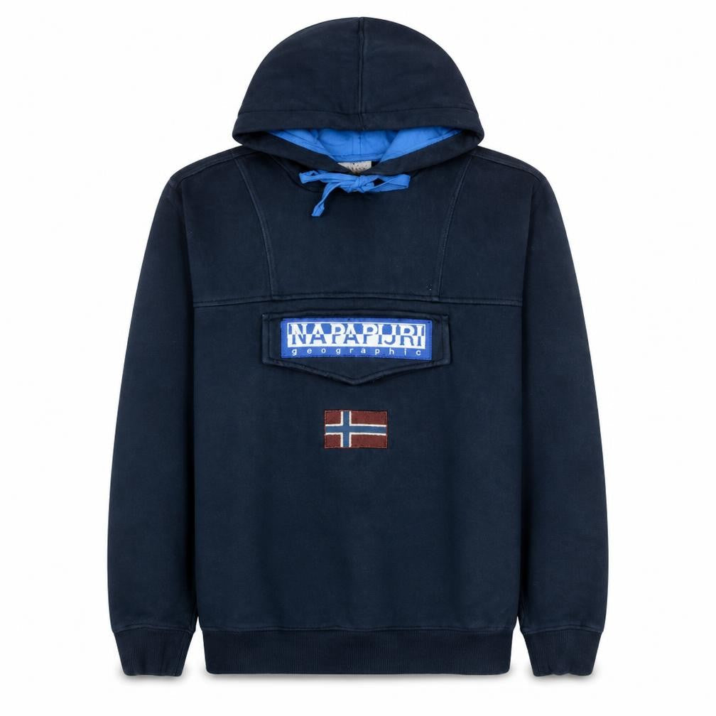 Mens UK Size M Napapijri Blue Pullover Hoodie