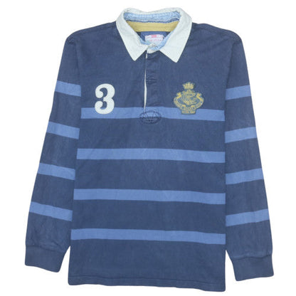 Joules Men's Blue Long Sleeve Rugby Polo Shirt Size M Cotton