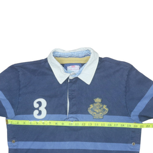 Joules Men's Blue Long Sleeve Rugby Polo Shirt Size M Cotton
