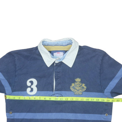 Joules Men's Blue Long Sleeve Rugby Polo Shirt Size M Cotton
